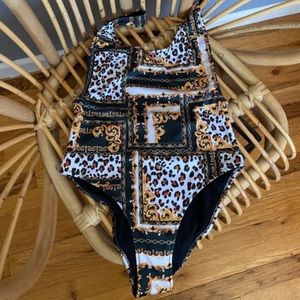 Scarf Leopard Print Swimsuit